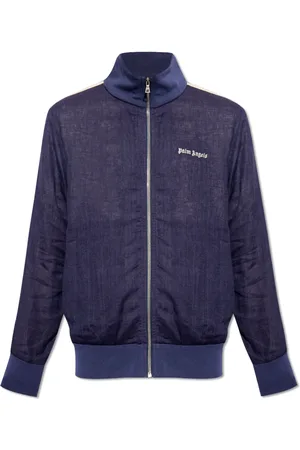 Palm Angels Jakke, Herre, Blå, L, Linenjakke med logo
