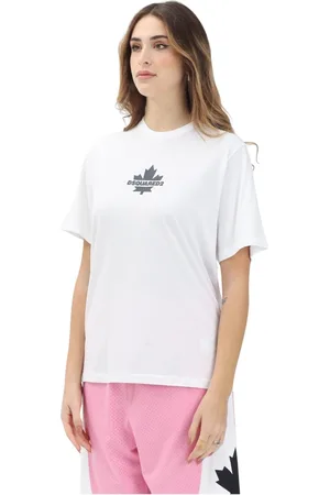 Dsquared2 Top, Dame, Hvid, S, Hvid T-shirt med ikonisk design