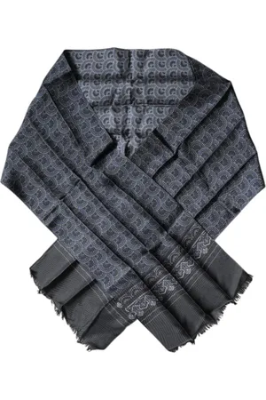 Dolce & Gabbana Tilbehør, Herre, Blå, ONE SIZE, Luksuriøst Silke Nakke Wrap Tørklæde