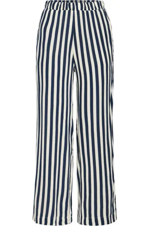 Ichi Bukser, Dame, Flerfarvet, 2XL, Uld, Stribet Straight-Leg Bukser