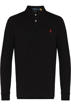 Ralph Lauren Top, Herre, Sort, L, Bomuld, Custom Slim Fit Cotton Mesh Polo