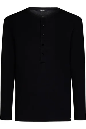 Tom Ford Top, Herre, Sort, L, Uld, Stilfuld Sort Langærmet Top