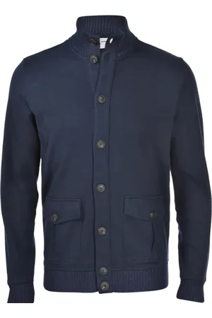 Gran Sasso Strik, Herre, Blå, 3XL, Bomuld, Blå Jakke Skjorte Bomuld Polyester