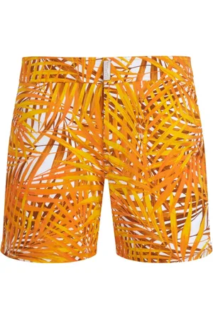 Vilebrequin Badetøj, Herre, , L, Korte Palm Leaves Stretch Badeshorts med fladt talje til mænd