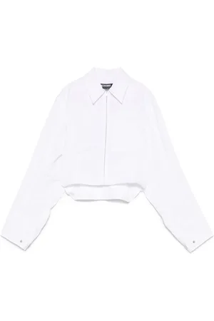 Jacquemus Bluser & Skjorter, Dame, Hvid, M, Tyl, Hvid Front Zip Skjorte Cropped Style