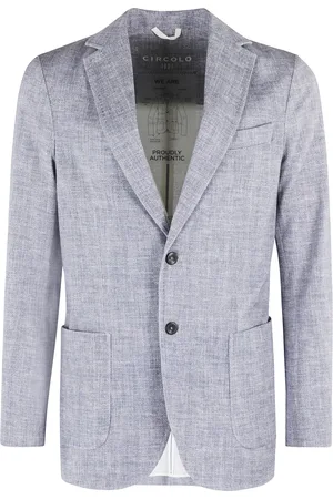 Circolo Jakke, Herre, Blå, M, Linned, Blåt Linned Effekt Jersey Blazer