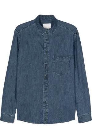 Isabel Marant Skjorte, Herre, Blå, S, Denim, Blå Denim Skjorte med Broderet Logo