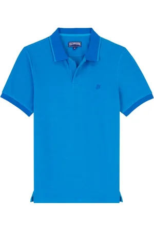 Vilebrequin Top, Herre, Blå, L, Bomuld, Herre Bomuld Polo Skjorte med Skinnende Effekt