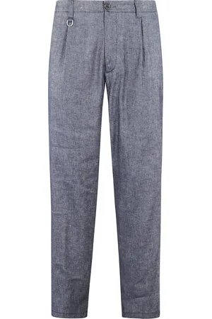 Paolo Pecora Bukser, Herre, Blå, XL, Linned, Blå Linned Stretch Bukser