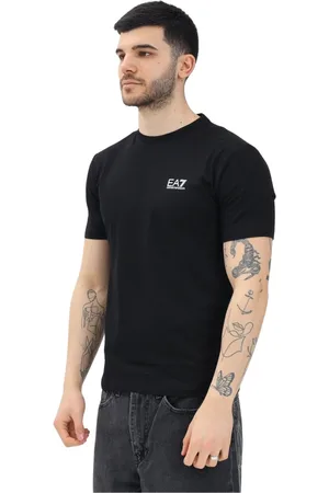 EA7 Top, Herre, Sort, M, Bomuld, Sort kortærmet T-shirt Moderne stil