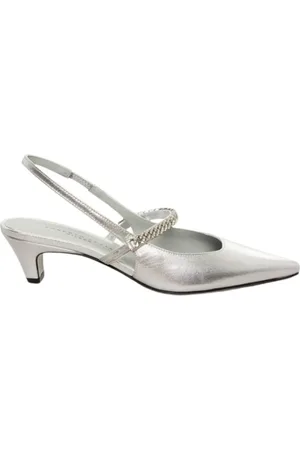 ROBERTO FESTA Sko, Dame, Grå, 39 EU, Læder, Sølv lamineret juvel slingback sandal