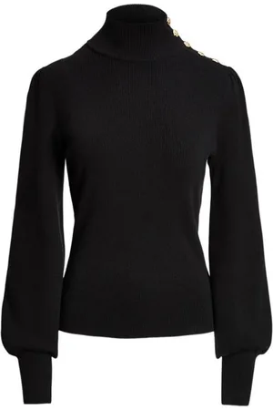Ralph Lauren Strik, Dame, Sort, L, Uld, Stilfuld Vesta til modeentusiaster