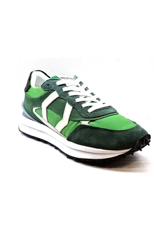 Mikakus Sko, Herre, Grøn, 45 EU, Grøn Logo Hvid Gummisål Sneakers