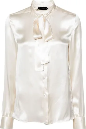 Tom Ford Bluser & Skjorter, Dame, , S, Satin, Silke Puff Sleeve Skjorte
