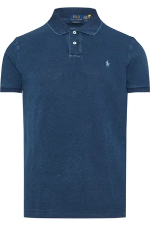 Ralph Lauren Top, Herre, Blå, M, Bomuld, Custom Slim Fit Cotton Mesh Polo