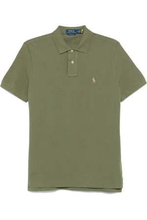Ralph Lauren Top, Herre, Grøn, L, Bomuld, Custom Slim Fit Cotton Mesh Polo