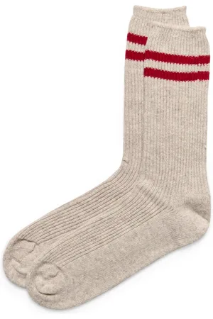 Part Two Undertøj, Dame, , ONE SIZE, Uld, Naturfarvede Stribede Uld Cashmere Sokker