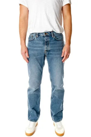 Nudie Jeans Jeans, Herre, Blå, W33 L36, Denim, Højtaljede Straight Fit Jeans