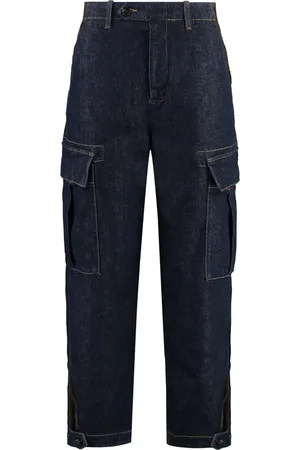Pinko Jeans, Dame, Blå, M, Bomuld, Cargo Jeans med fløjlsindsatser