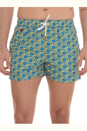 Kiton Badetøj, Herre, Flerfarvet, M, Polyester, Badeshorts med fiskemønster i to farver og lommer