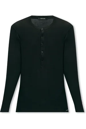 Tom Ford Top, Herre, Sort, M, Bomuld, Henley T-Shirt