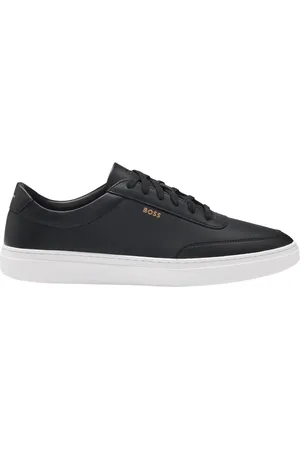 HUGO BOSS Sko, Herre, Sort, 45 EU, Læder, Sporty Sorte Sneakers med Gummisål