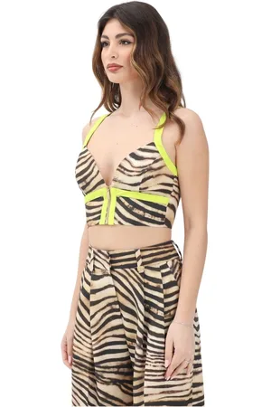 Roberto Cavalli Top, Dame, Flerfarvet, M, Uld, Dyr Print Top