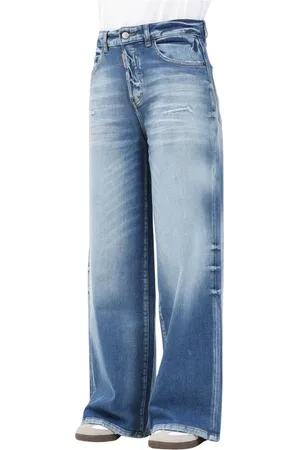 Dsquared2 Jeans, Dame, Blå, XS, Denim, Mellemblå Boyfriend Fit Traveller Jeans