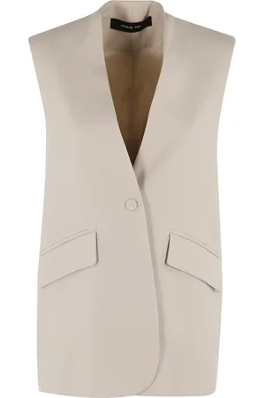 FEDERICA TOSI Jakke, Dame, , 2XS, Uld, Sand Viskose Gilet