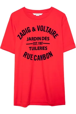 Zadig & Voltaire Top, Herre, Rød, L, Bomuld, Bomulds T-shirt