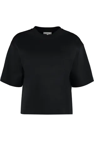 Vince Top, Dame, Sort, S, Bomuld, Ribbet crew-neck T-shirt