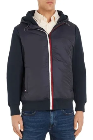 Tommy Hilfiger Jakke, Herre, Blå, XL, Bomuld, Hætte Bi-Material Gilet