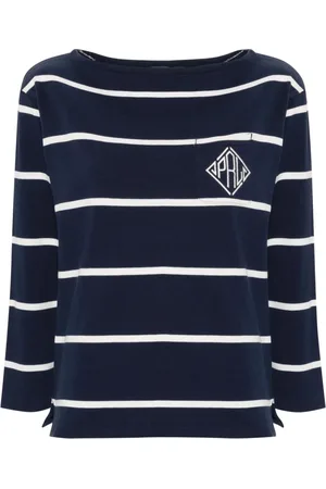 Ralph Lauren Strik, Dame, Blå, XS, Bomuld, Blå Bomulds Langærmet Tee