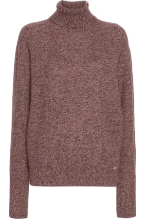 Kiton Strik, Dame, Rød, S, Uld, Burgundy Speckle-Knit Jumper