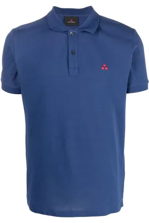 Peuterey Top, Herre, Blå, S, Uld, Stilfuld polo shirt med knaplukning