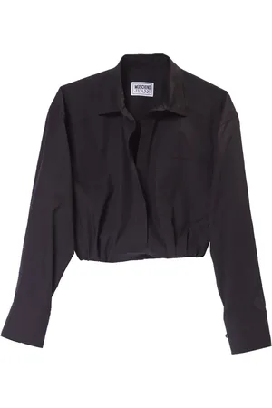 Moschino Bluser & Skjorter, Dame, Sort, S, Bomuld, Sort Cropped Skjorte med Krog Lukning
