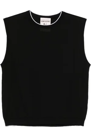 SEMICOUTURE Top, Dame, Sort, L, Bomuld, Sort Bomuld Top til Kvinder