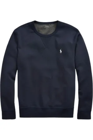 Ralph Lauren Sweathshirts & Hoodies, Herre, Blå, XS, Bomuld, Bomuldsblanding Sweatshirt med Broderet Polo Spiller