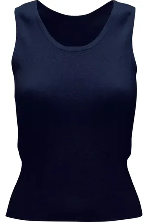 J.W.Anderson Top, Dame, Blå, XS, Bomuld, Navy Fitted Top med Hjerte-Pil Mønster