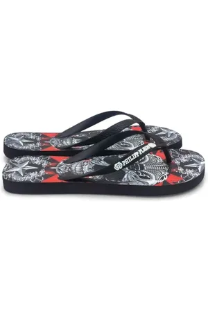 Philipp Plein Sko, Dame, Sort, 38 EU, Uld, Flip Flops