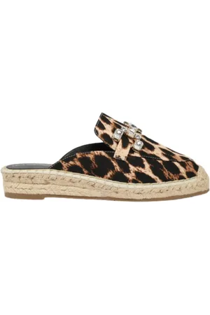 Lola Casademunt Sko, Dame, Flerfarvet, 38 EU, Leopard Print Flade Espadriller med Krystal Spænde Detalje