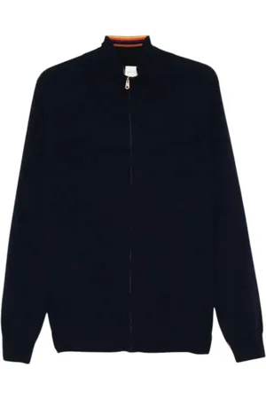 Paul Smith Strik, Herre, Blå, L, Cashmere, Sort Cashmere Lynlås Cardigan