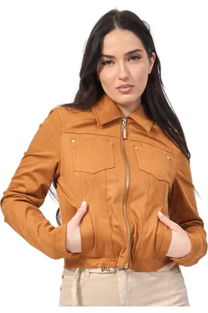 Gaudi Jakke, Dame, Brun, XL, Polyester, Brun ruskindsjakke med lommer og lynlås