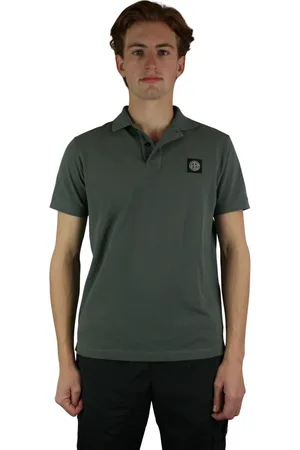 Stone Island Top, Herre, Grøn, S, Slim Fit Polo i duegrå