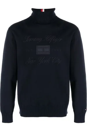 Tommy Hilfiger Strik, Herre, Blå, S, Bomuld, Turtleneck Sweatshirt