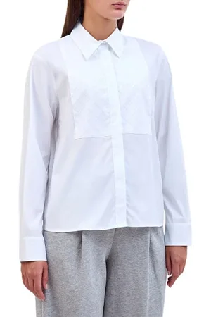 PESERICO SIGN Bluser & Skjorter, Dame, Hvid, S, Bomuld, Bomuldsskjorte med diamantfront