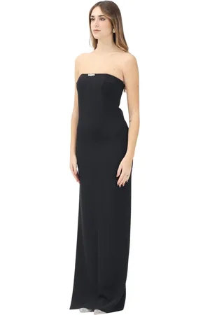 Elisabetta Franchi Kjole, Dame, Sort, M, Uld, Sort lang kjole med rhinsten detalje