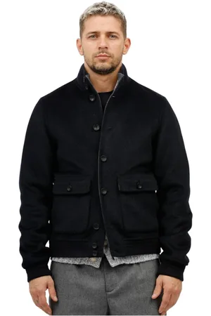 THE JACK LEATHERS Jakke, Herre, Blå, 5XL, Uld, Vendbar Uld Dobbelt Jakke