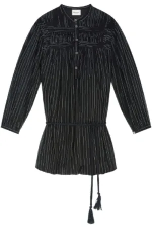 Isabel Marant Kjole, Dame, Sort, XS, Bomuld, Stribet kort kjole i bomuld