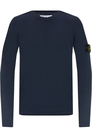 Stone Island Strik, Herre, Blå, 2XL, Bomuld, Langærmet sweater med rund hals